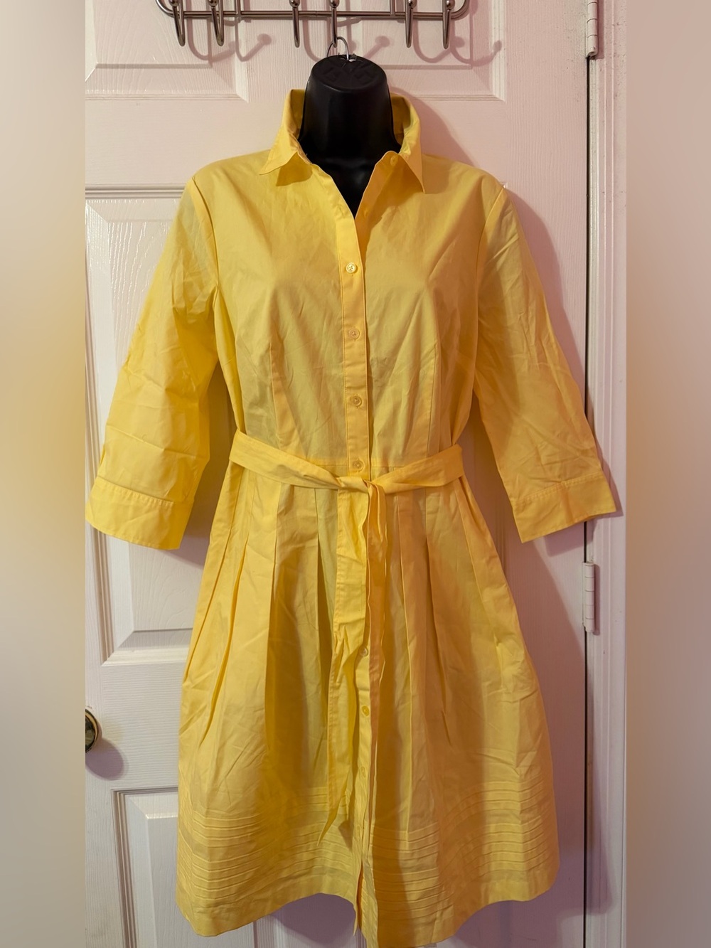 NWT Talbot's Bright Yellow Cotton Shirt Dress 3/4 Sleeves Sz 8P